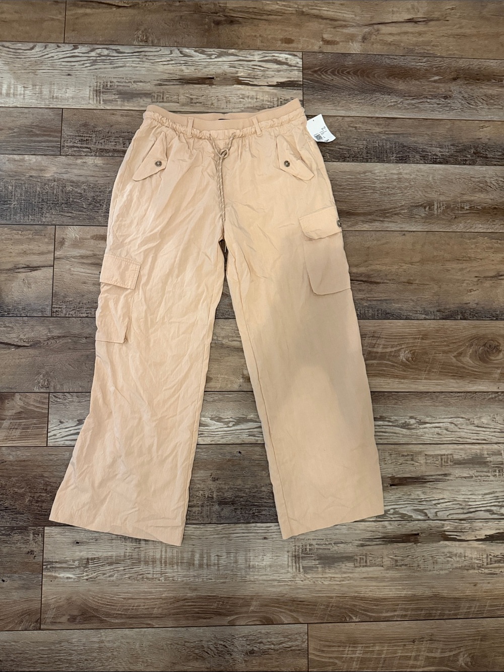 Forever 21 Women's Wide Leg Cargo Pants in Peach